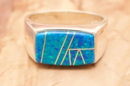 Calvin Begay Blue Opal Sterling Silver Ring